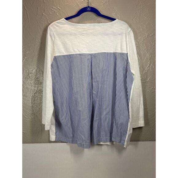 Vineyard‎ Vines White Seersucker 3/4 Length Sleeve Shirt Womens Top Size Large - Picture 3 of 4